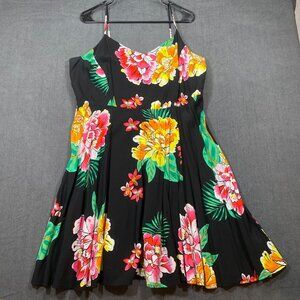 Old Navy Womens XL Black Floral Sleeveless Sundress With Back & Pleated Skirt
